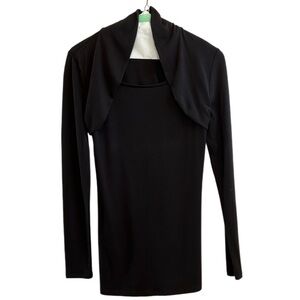 ANN TAYLOR BLACK SCOOP NECK CASUAL WOMENS TOP LONG SLEEVES CLASSIC SIZE: SMALL